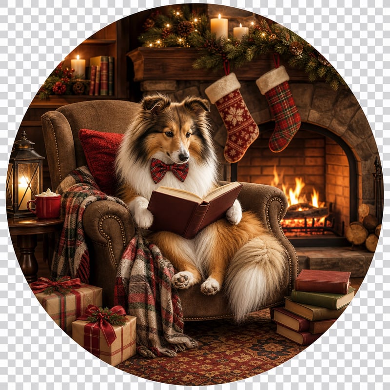 Sable Shetland Sheepdog Fireplace Nook