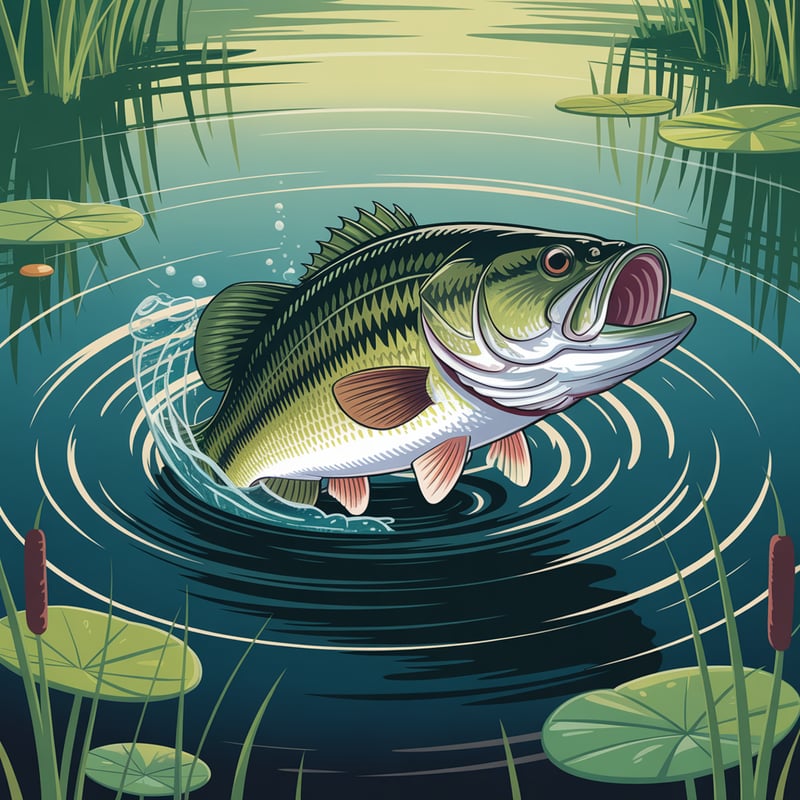 Largemouth Bass Seamless Pattern