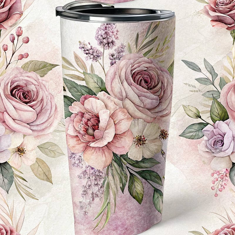 Elegant Floral Tumbler Wrap Design