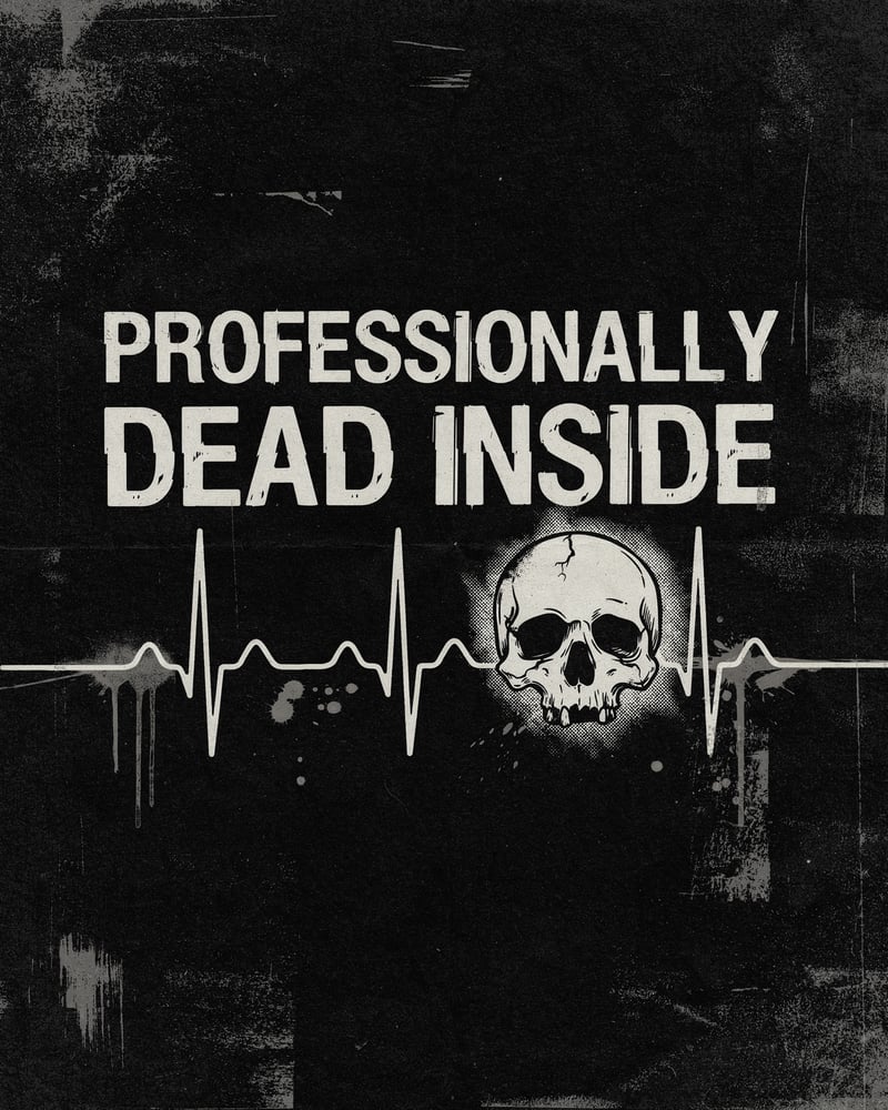Dark Gothic Skull Heartbeat Illustration