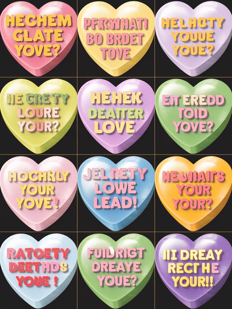 Colorful Candy Hearts Graphic Design