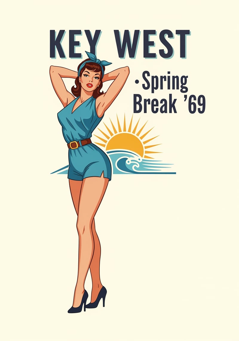 1960s Key West Spring Break Pin-Up Shirt