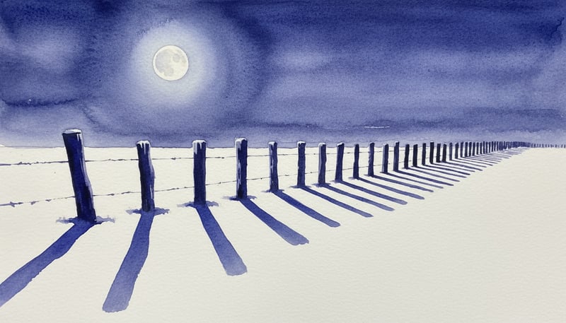 Full Moon Shadows Watercolor