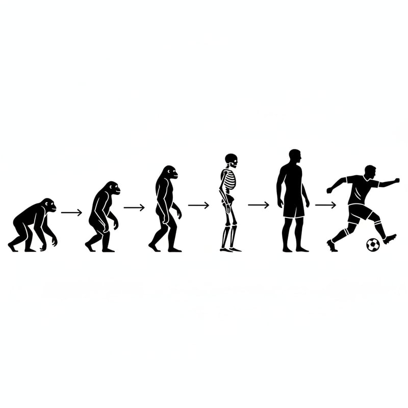 Evolution Chart from Apes to Soccer Player