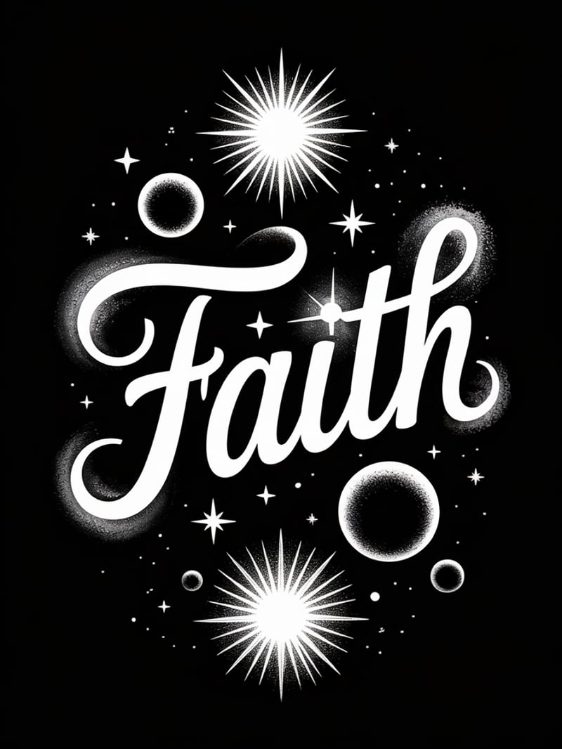 Glowing Faith Design in Black and White