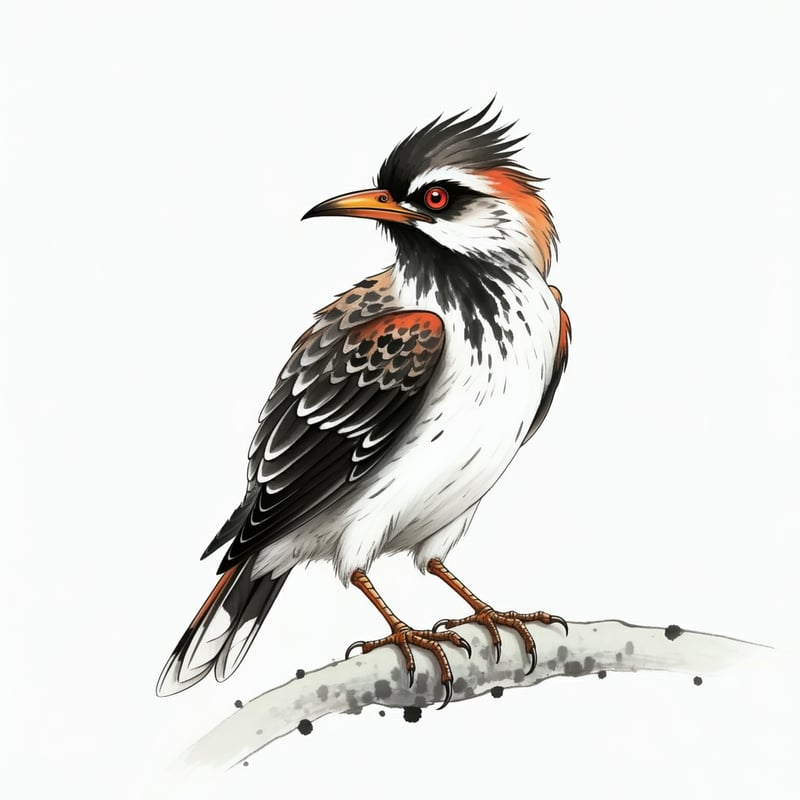 Elegant Ink Wash Bird Artwork