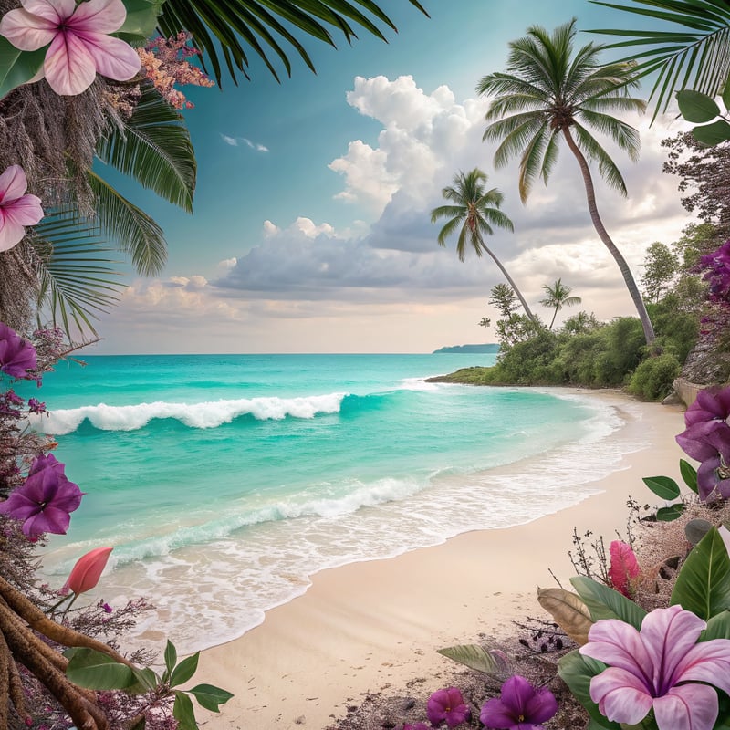Elegant Tropical Beach and Ocean Scene