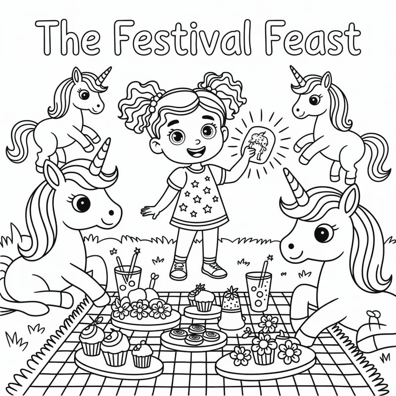 Magical Coloring Page: Nora's Festival Feast