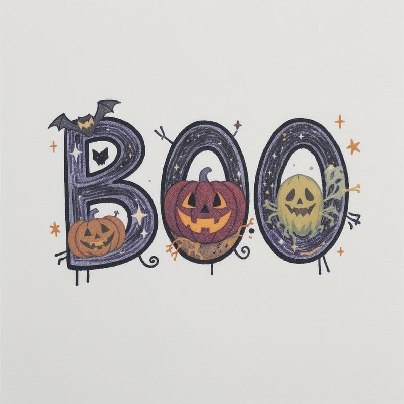 Hand-Drawn BOO Halloween Doodle