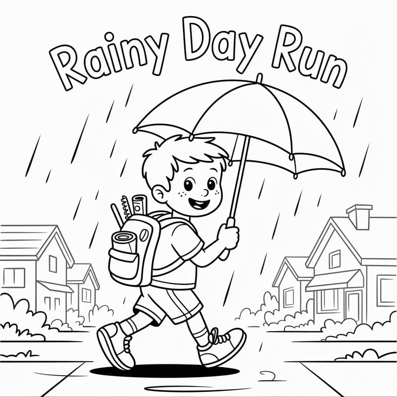 Noah's Rainy Day Run Coloring Page