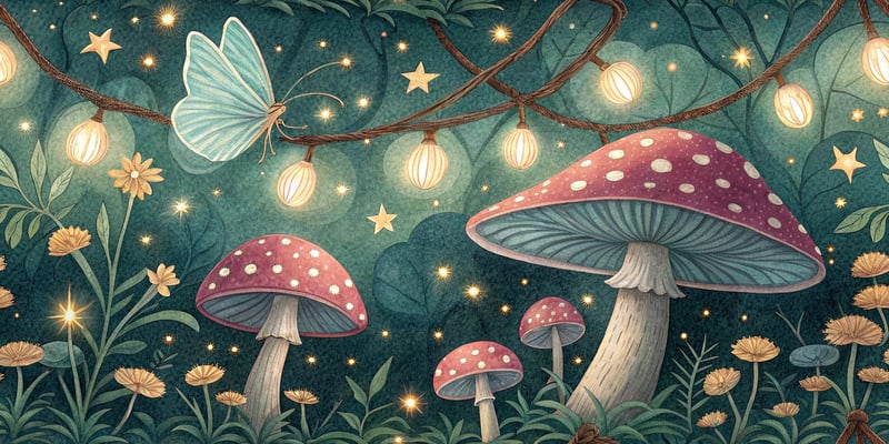 Jewel-Tone Mushroom & Moth Collage