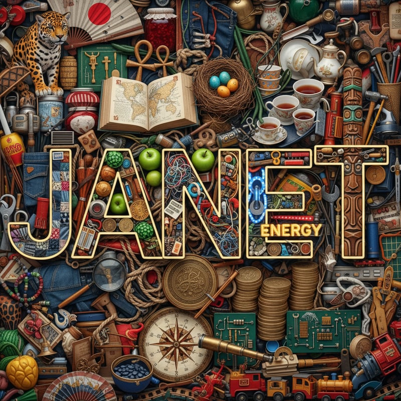 Letters J A N E T in Themed Image