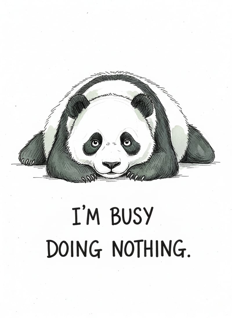 Hand-Drawn Panda with Humorous Quote