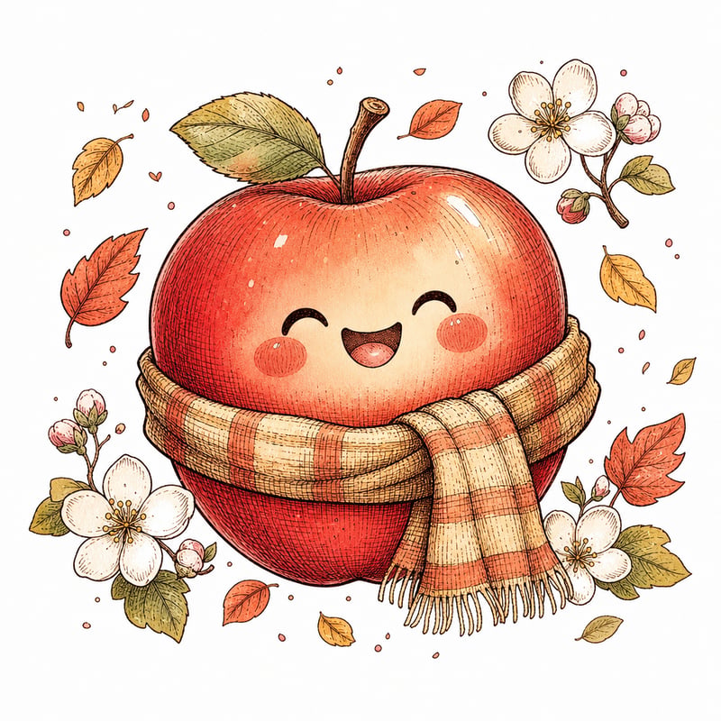 Kawaii Apple Cottagecore Clipart
