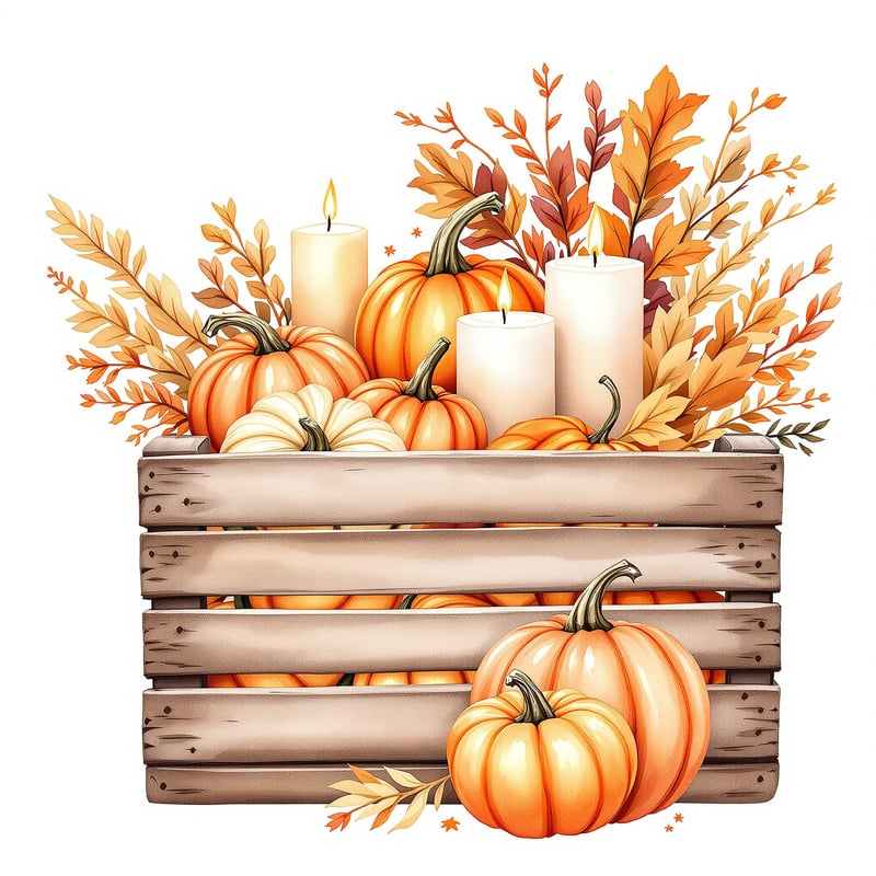 Watercolor Fall Decor Clipart