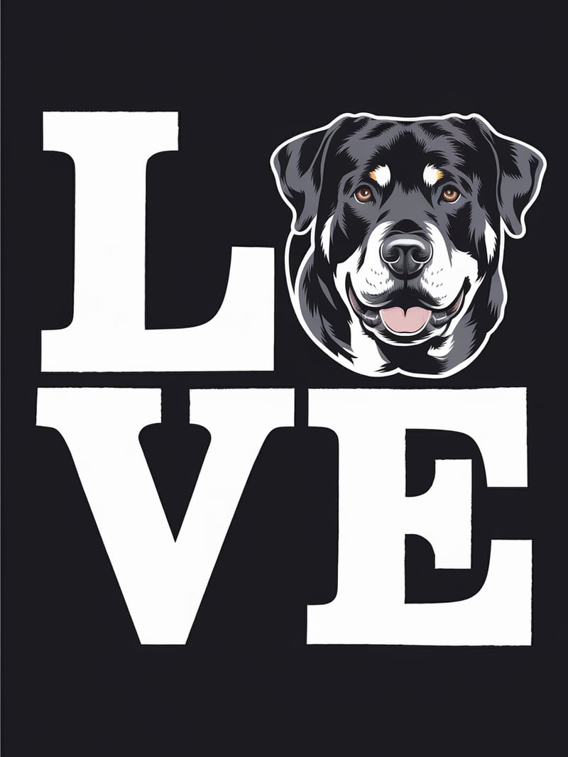 Bold Love T-Shirt Design with Rottweiler Head