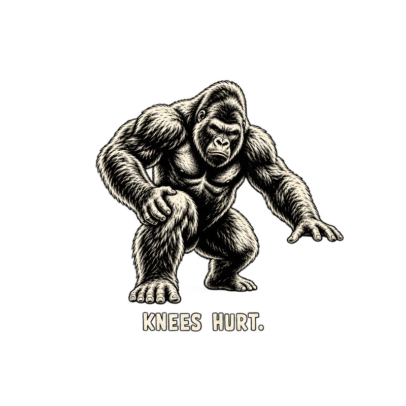 Gorilla 'KNEES HURT' Woodcut Tee
