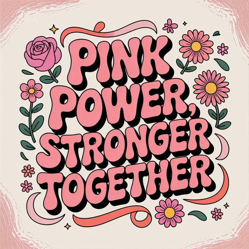 Pink Power Retro Bubble Text