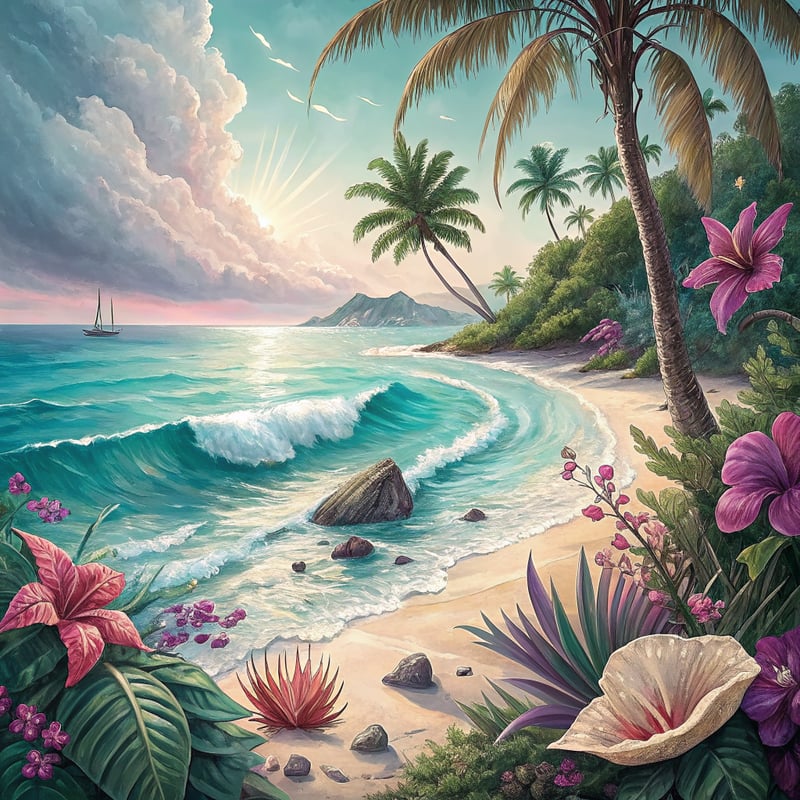 Elegant Tropical Beach Scene