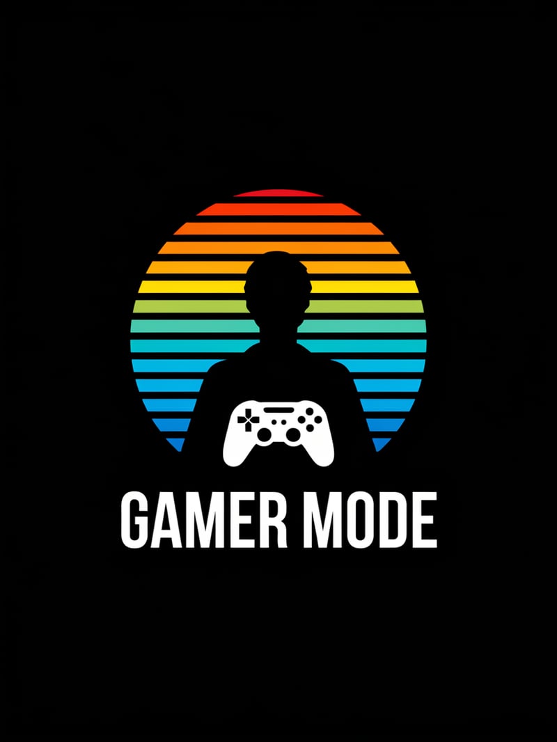 Vintage Gamer Silhouette at Sunset
