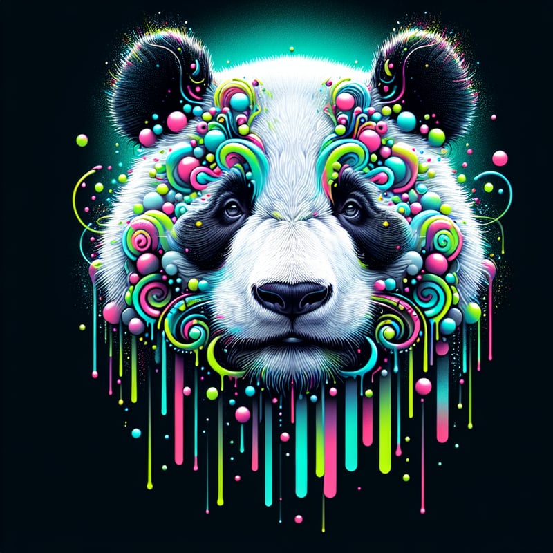 Vibrant Stylized Panda Digital Art
