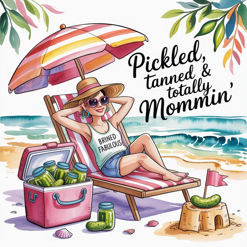 Watercolor Beach Mom Illustration