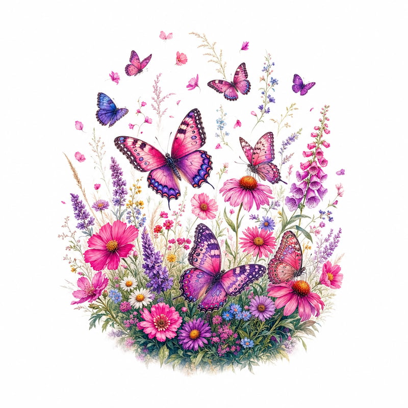 Pink & Purple Butterfly Meadow