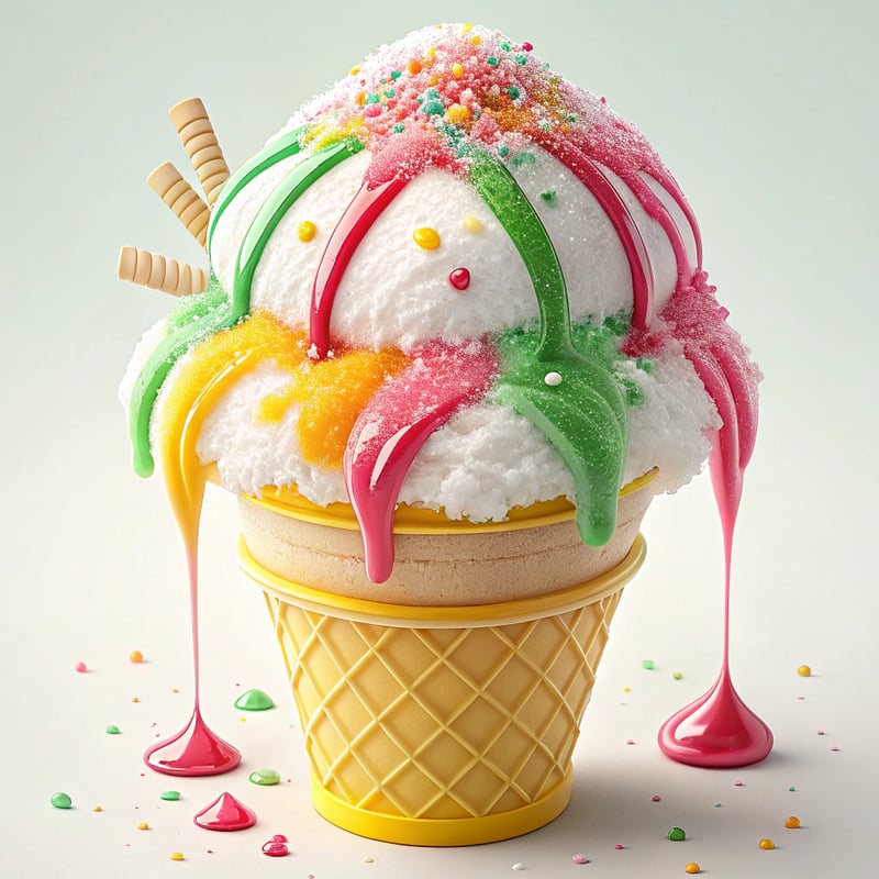 Colorful Shave Ice Cone