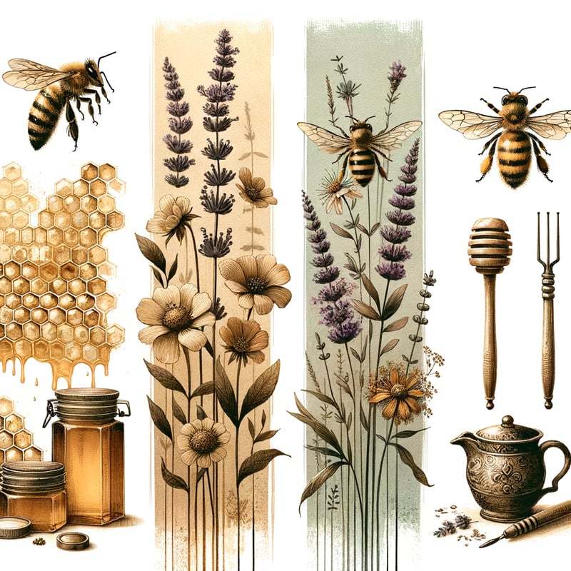 Vintage Bee Watercolor Collage