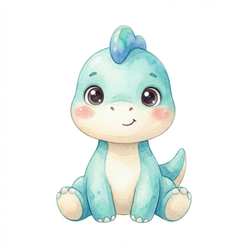 Cute Baby Corythosaurus Watercolor Art