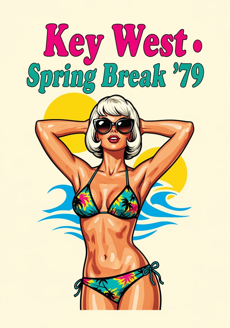 Vintage Key West Spring Break Pin-Up Shirt