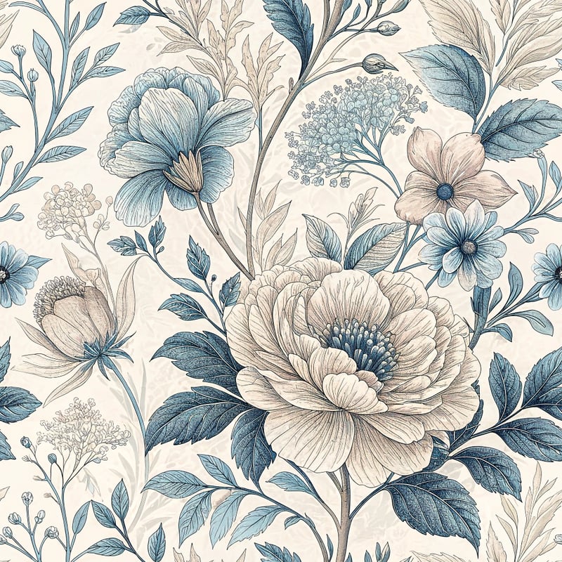 Monochrome Floral Toile Pattern