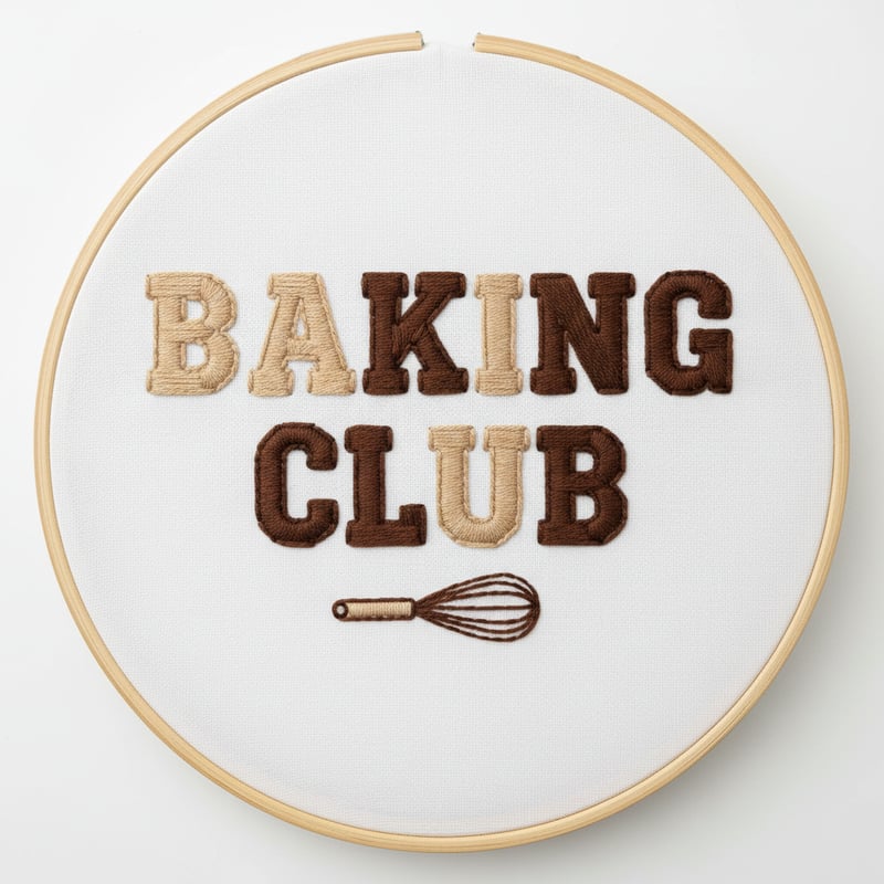 Bold Serif Baking Club Embroidery