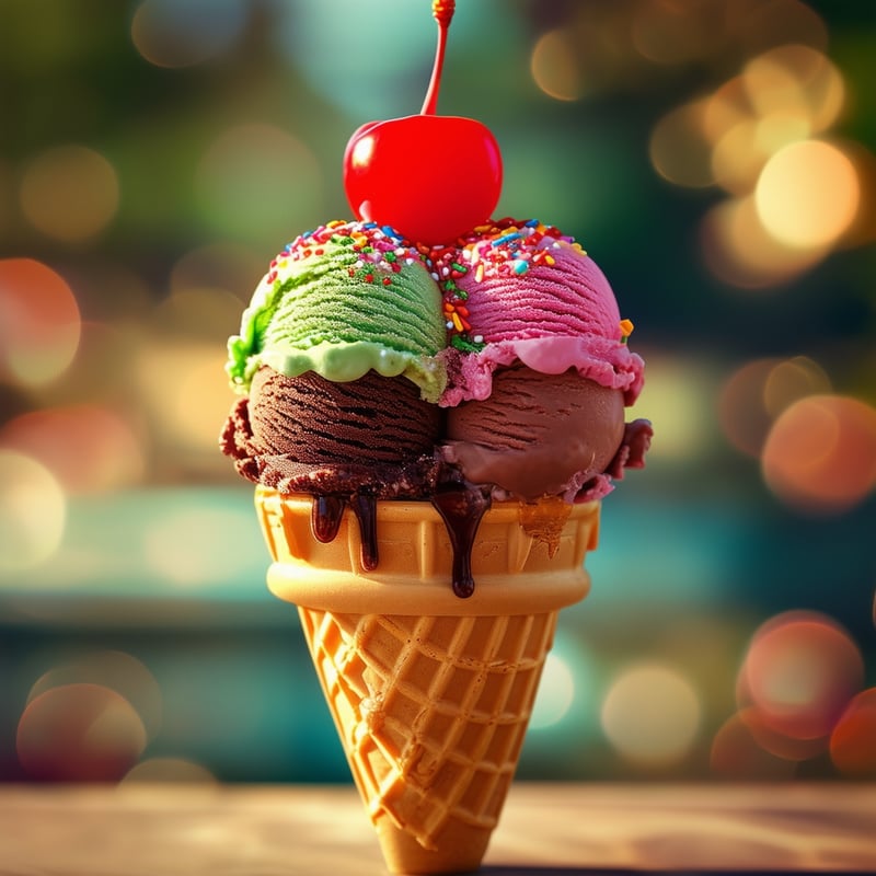 Colorful Ice Cream Cone Delight