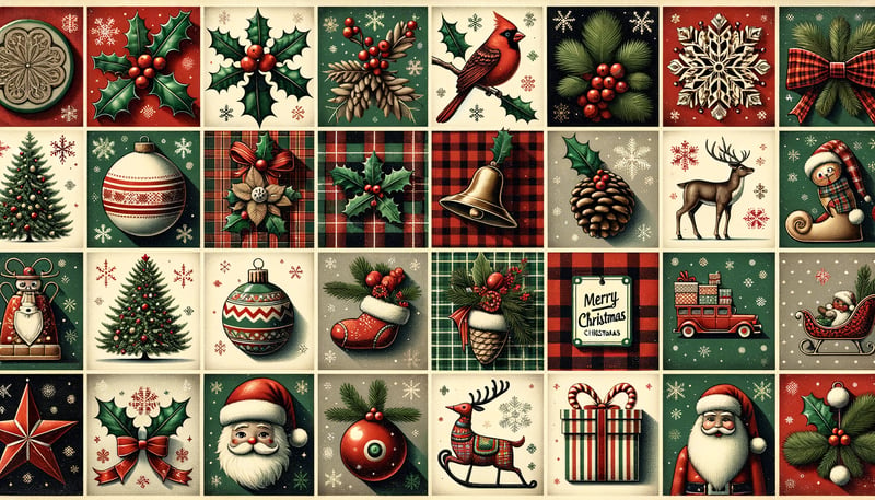 Vintage Christmas Collage Grid