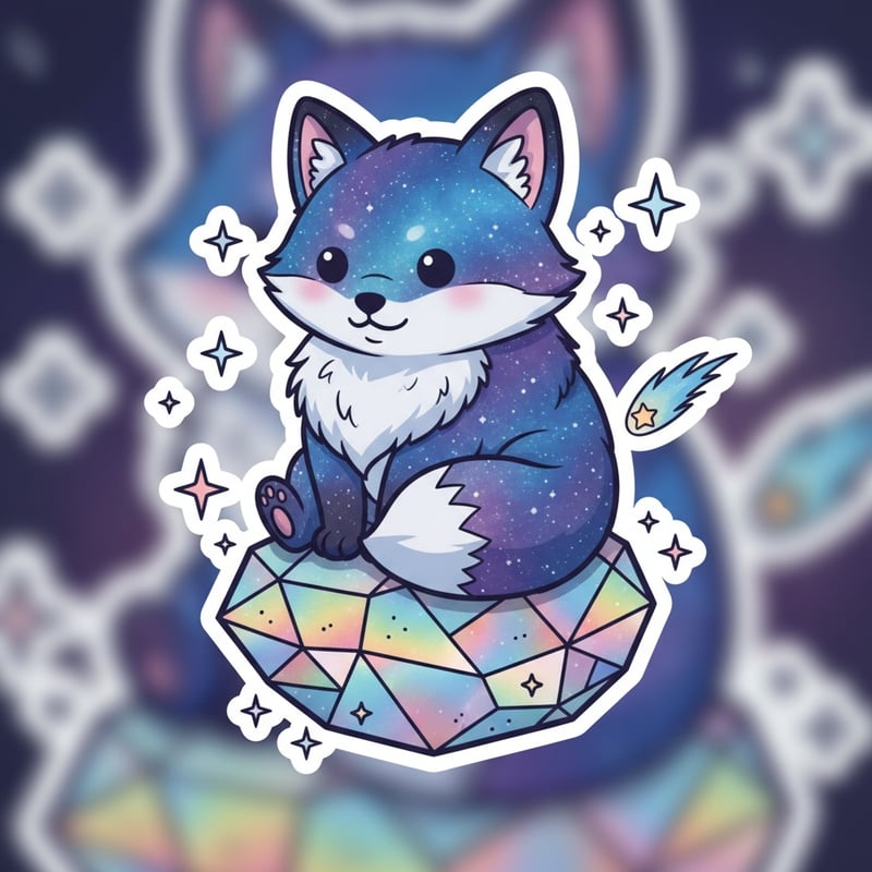 Chibi Fox with Galaxy Fur Sticker