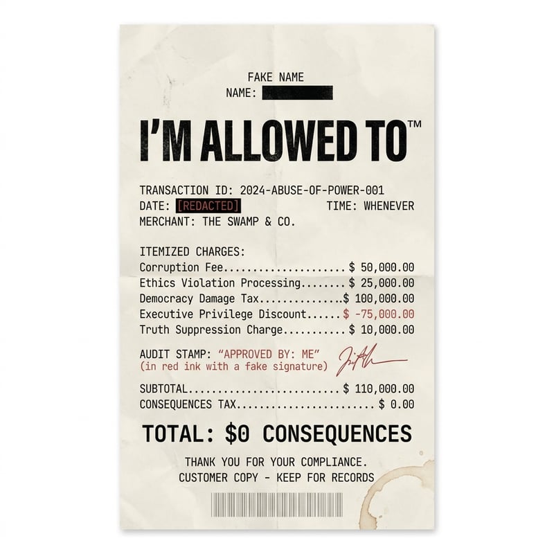 Minimalist Political Satire Receipt Graphic