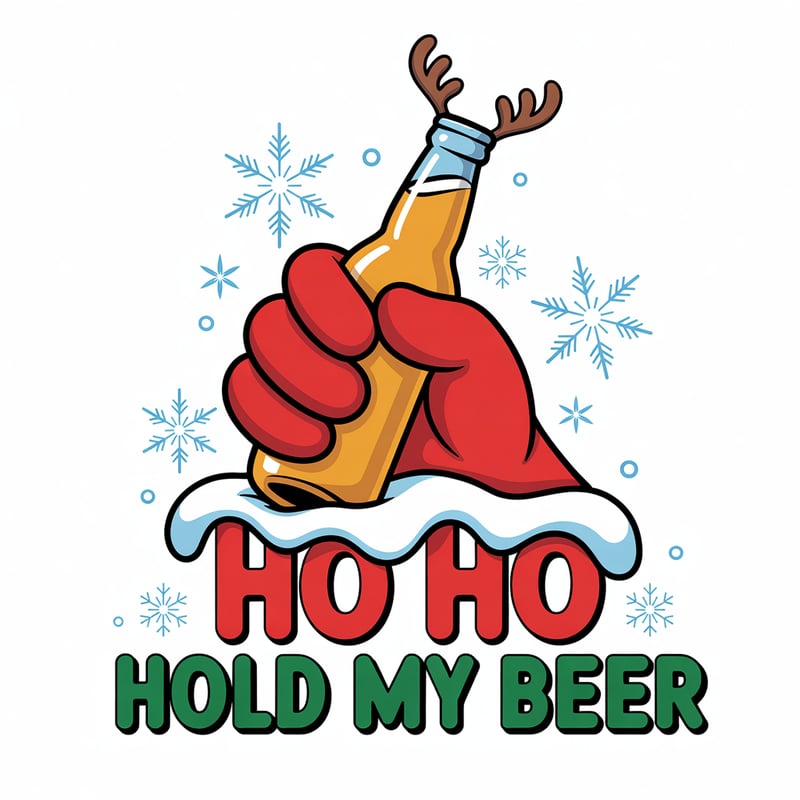 Festive Cartoon Santa Holding Beer