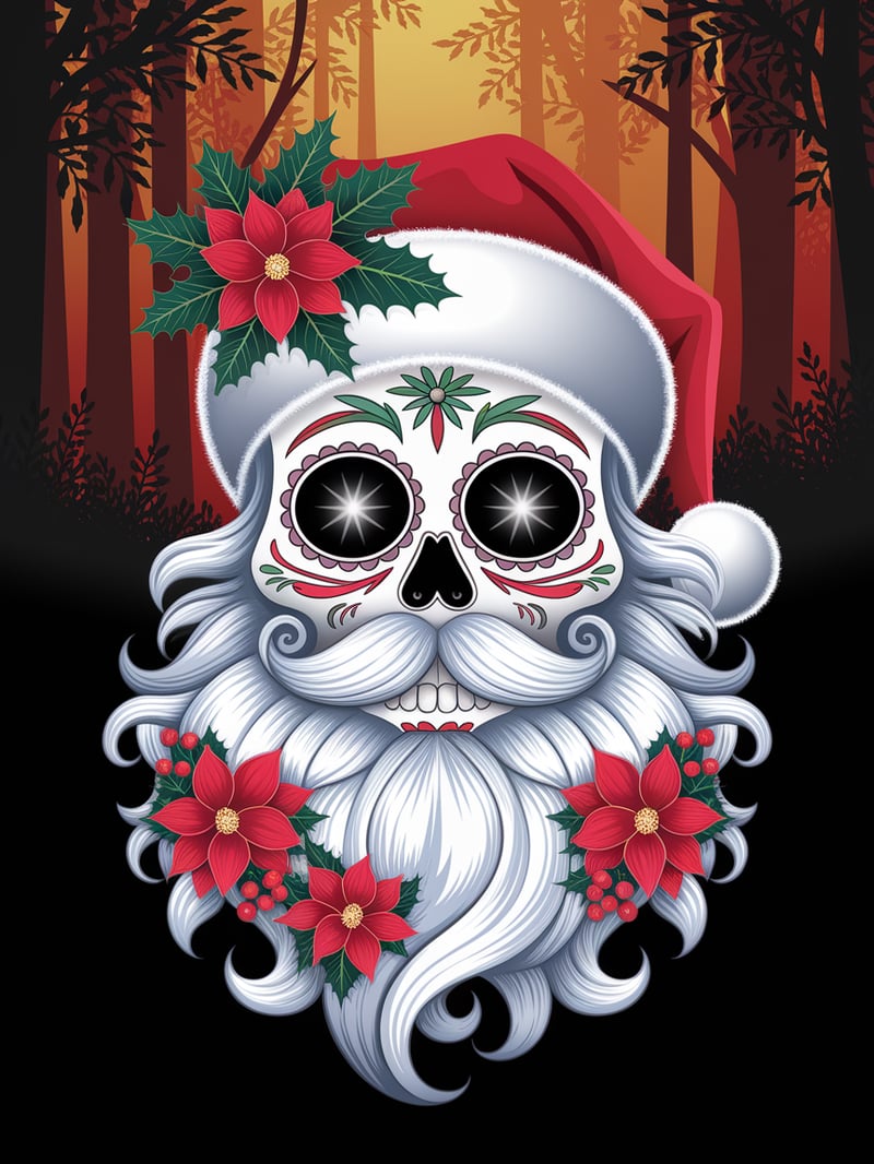 Santa Claus Sugar Skull Illustration