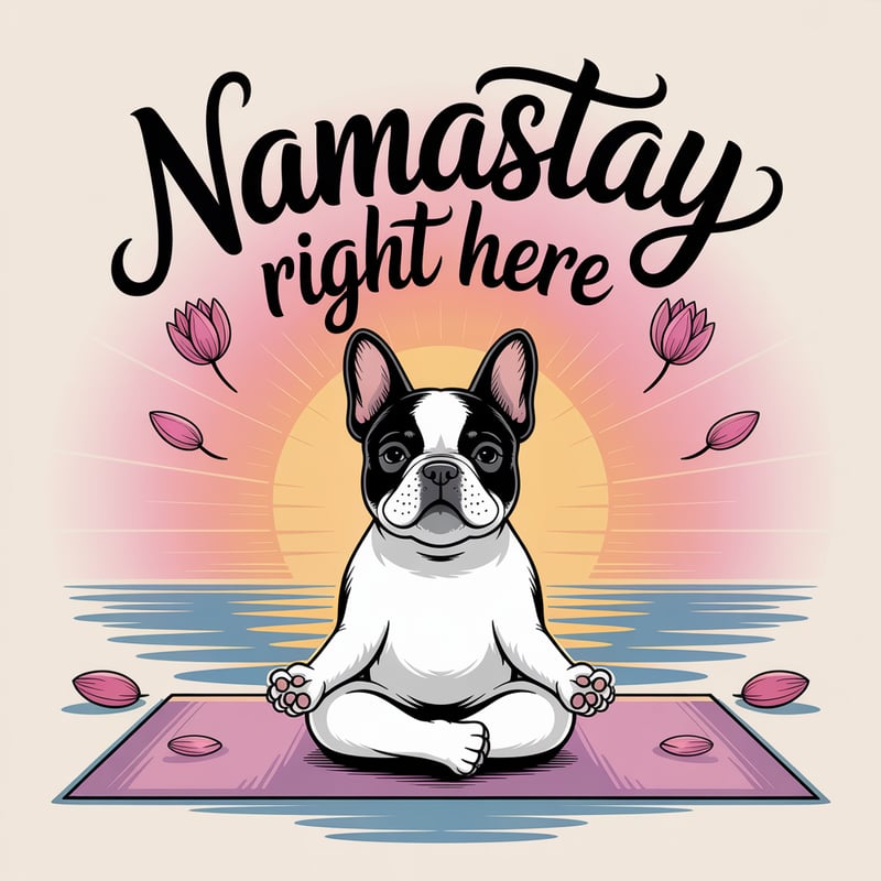 Calm French Bulldog Yoga Illustration