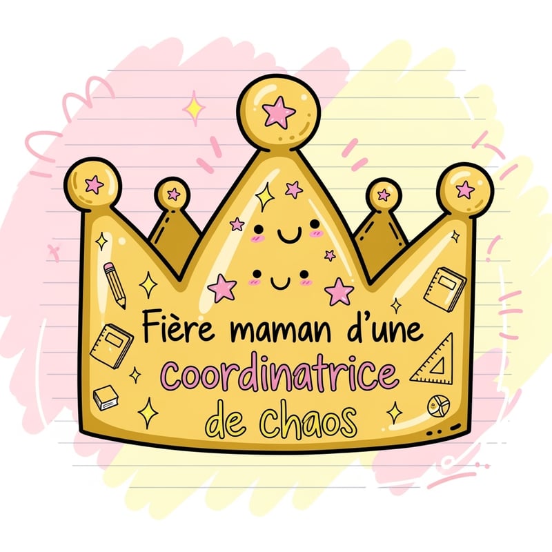 Kawaii Golden Crown with Playful Text