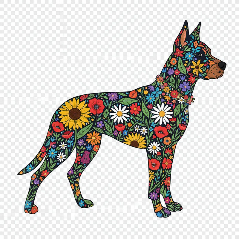 Boho Floral Catahoula Leopard Dog Art