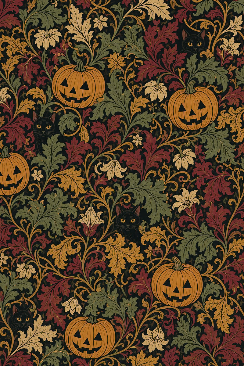 William Morris Style Halloween Pattern
