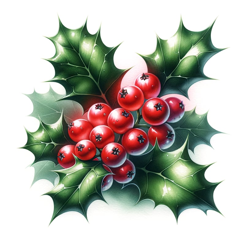 Watercolor Holly Berries Illustrations