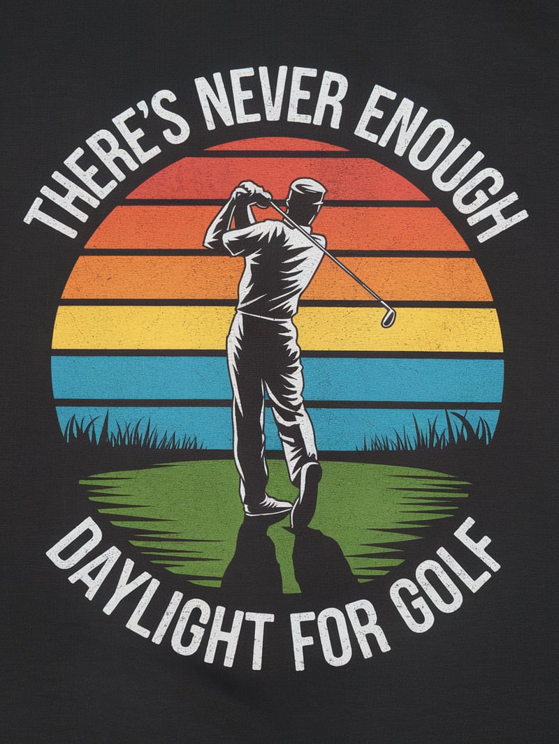 Vintage Golfer Silhouette with Sunset