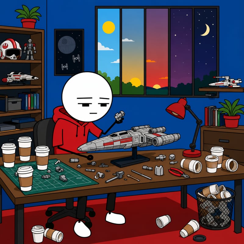 Tired Stick-Figure Building Spaceship