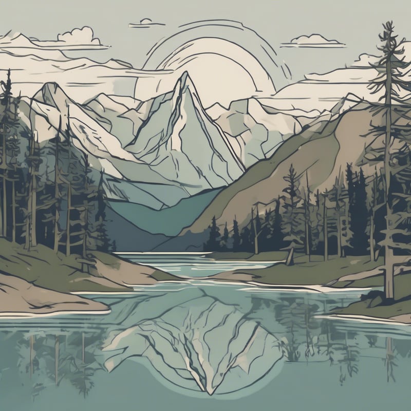 Hand-Drawn Glacier National Park Sketch
