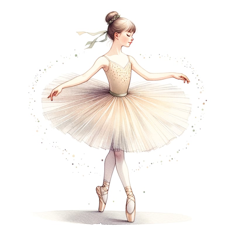 Watercolor Illustration of Young Ballerina