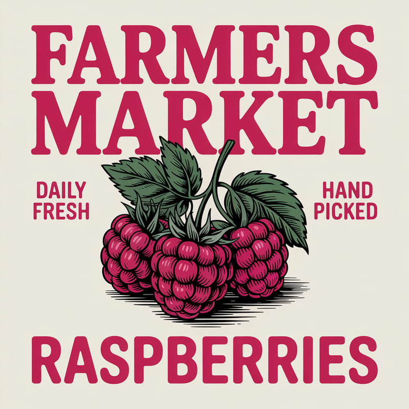 Vintage Farmers Market Raspberries Ad
