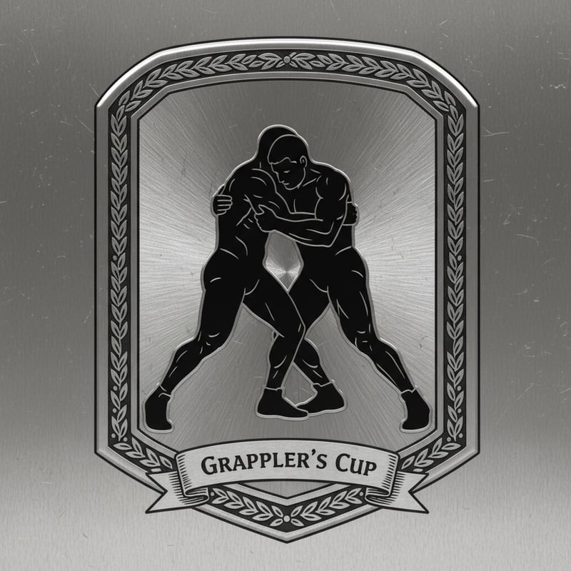 Engraved Pewter Wrestlers Illustration